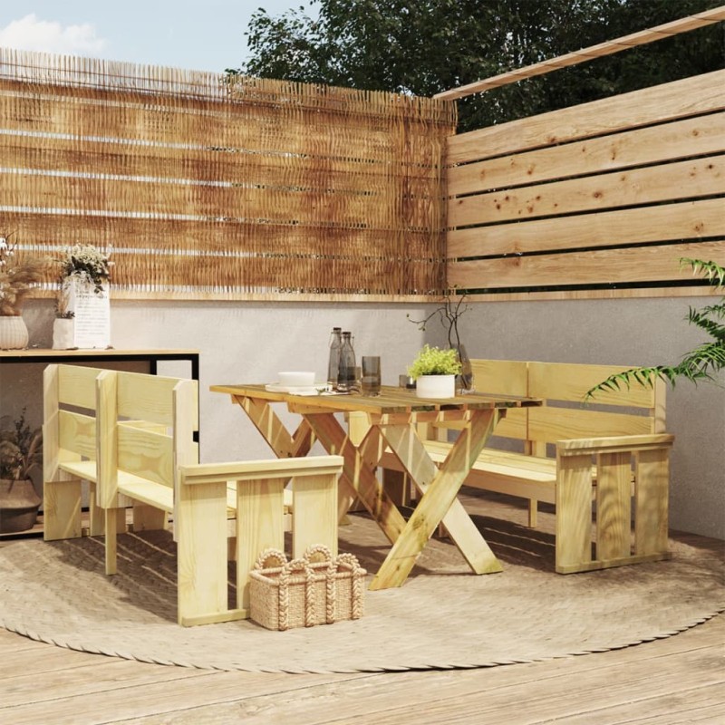 vidaXL Juego de comedor de jardín 3 piezas madera de pino impregnada vidaXL Juego de comedor de jardín 3 piezas madera de pino impregnada