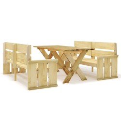 vidaXL Juego de comedor de jardín 3 piezas madera de pino impregnada