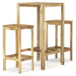 vidaXL Set de bar de jardín 3 piezas madera de pino impregnada 