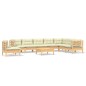 vidaXL Muebles de jardín 9 pzas y cojines madera maciza de pino crema vidaXL Muebles de jardín 9 pzas y cojines madera maciza de pino crema