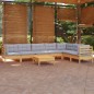 vidaXL Juego de muebles de jardín 8 pzas y cojines madera maciza pino vidaXL Juego de muebles de jardín 8 pzas y cojines madera maciza pino