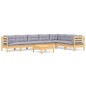 vidaXL Juego de muebles de jardín 8 pzas y cojines madera maciza pino vidaXL Juego de muebles de jardín 8 pzas y cojines madera maciza pino