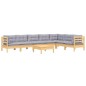 vidaXL Juego de muebles de jardín 8 pzas y cojines madera maciza pino vidaXL Juego de muebles de jardín 8 pzas y cojines madera maciza pino