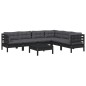 vidaXL Muebles de jardín 7 pzas con cojines negro madera maciza pino vidaXL Muebles de jardín 7 pzas con cojines negro madera maciza pino