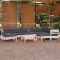 vidaXL Muebles de jardín 10 pzas con cojines blanco madera maciza pino vidaXL Muebles de jardín 10 pzas con cojines blanco madera maciza pino