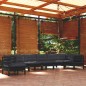 vidaXL Muebles de jardín 8 pzas y cojines negro madera maciza de pino vidaXL Muebles de jardín 8 pzas y cojines negro madera maciza de pino