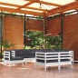 vidaXL Muebles de jardín 9 pzas y cojines blanco madera maciza de pino vidaXL Muebles de jardín 9 pzas y cojines blanco madera maciza de pino