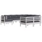 vidaXL Muebles de jardín 9 pzas y cojines blanco madera maciza de pino vidaXL Muebles de jardín 9 pzas y cojines blanco madera maciza de pino