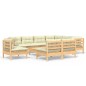 vidaXL Muebles de jardín 10 pzas y cojines madera maciza de pino crema vidaXL Muebles de jardín 10 pzas y cojines madera maciza de pino crema
