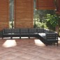 vidaXL Muebles de jardín 9 pzas y cojines negro madera maciza de pino vidaXL Muebles de jardín 9 pzas y cojines negro madera maciza de pino