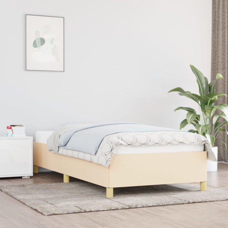 vidaXL Estructura de cama de tela color crema 90x190 cm vidaXL Estructura de cama de tela color crema 90x190 cm