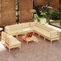 vidaXL Muebles de jardín 10 pzas y cojines madera maciza de pino crema vidaXL Muebles de jardín 10 pzas y cojines madera maciza de pino crema