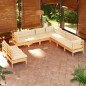 vidaXL Muebles de jardín 9 pzas y cojines madera maciza de pino crema vidaXL Muebles de jardín 9 pzas y cojines madera maciza de pino crema