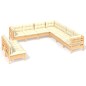 vidaXL Muebles de jardín 9 pzas y cojines madera maciza de pino crema vidaXL Muebles de jardín 9 pzas y cojines madera maciza de pino crema