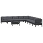 vidaXL Muebles de jardín 10 pzas con cojines negro madera maciza pino