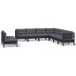 vidaXL Muebles de jardín 9 pzas y cojines negro madera maciza de pino vidaXL Muebles de jardín 9 pzas y cojines negro madera maciza de pino