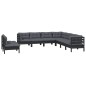 vidaXL Muebles de jardín 9 pzas y cojines negro madera maciza de pino vidaXL Muebles de jardín 9 pzas y cojines negro madera maciza de pino