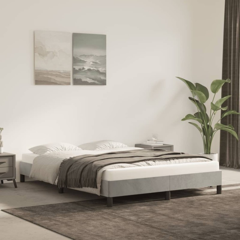 vidaXL Estructura de cama de terciopelo gris claro 140x200 cm vidaXL Estructura de cama de terciopelo gris claro 140x200 cm