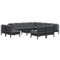 vidaXL Muebles de jardín 12 pzas con cojines negro madera maciza pino vidaXL Muebles de jardín 12 pzas con cojines negro madera maciza pino