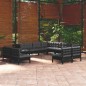 vidaXL Muebles de jardín 11 pzas y cojines negro madera maciza de pino