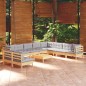 vidaXL Juego de muebles de jardín 11 pzas y cojines madera maciza pino vidaXL Juego de muebles de jardín 11 pzas y cojines madera maciza pino