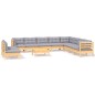 vidaXL Juego de muebles de jardín 11 pzas y cojines madera maciza pino vidaXL Juego de muebles de jardín 11 pzas y cojines madera maciza pino
