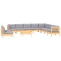 vidaXL Juego de muebles de jardín 11 pzas y cojines madera maciza pino vidaXL Juego de muebles de jardín 11 pzas y cojines madera maciza pino