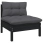 vidaXL Muebles de jardín 13 pzas con cojines negro madera maciza pino