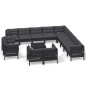 vidaXL Muebles de jardín 14 pzas con cojines negro madera maciza pino vidaXL Muebles de jardín 14 pzas con cojines negro madera maciza pino