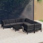 vidaXL Muebles de jardín 9 pzas y cojines negro madera de pino vidaXL Muebles de jardín 9 pzas y cojines negro madera de pino