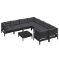 vidaXL Muebles de jardín 9 pzas y cojines negro madera de pino vidaXL Muebles de jardín 9 pzas y cojines negro madera de pino
