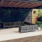 vidaXL Muebles de jardín 11 pzas y cojines gris madera de pino