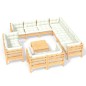vidaXL Muebles de jardín 12 piezas y cojines madera maciza de pino