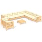 vidaXL Muebles de jardín 11 pzas y cojines madera maciza de pino crema vidaXL Muebles de jardín 11 pzas y cojines madera maciza de pino crema
