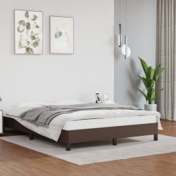 vidaXL Estructura de cama de cuero sintético marrón 140x190 cm