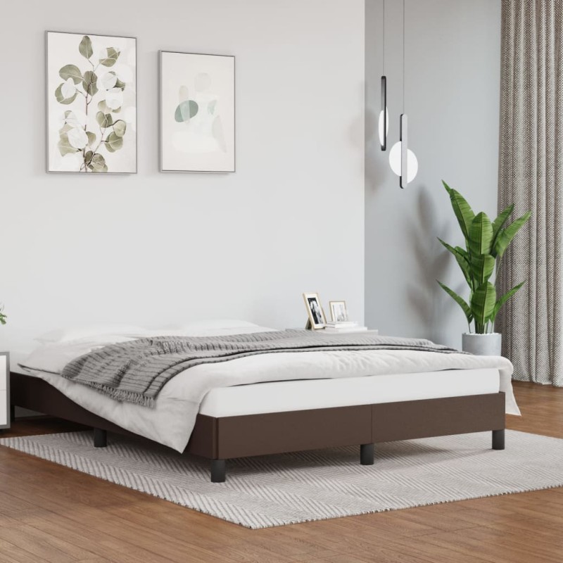 vidaXL Estructura de cama de cuero sintético marrón 140x190 cm vidaXL Estructura de cama de cuero sintético marrón 140x190 cm