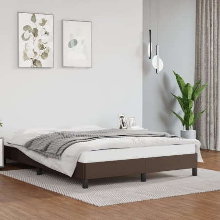 vidaXL Estructura de cama de cuero sintético marrón 140x190 cm