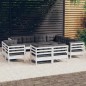 vidaXL Muebles de jardín 11 pzas y cojines blanco madera maciza pino vidaXL Muebles de jardín 11 pzas y cojines blanco madera maciza pino