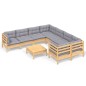 vidaXL Juego de muebles de jardín 9 pzas y cojines madera de pino vidaXL Juego de muebles de jardín 9 pzas y cojines madera de pino