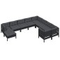 vidaXL Muebles de jardín 10 pzas con cojines negro madera de pino vidaXL Muebles de jardín 10 pzas con cojines negro madera de pino