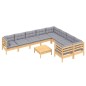 vidaXL Juego de muebles de jardín 10 pzas y cojines madera de pino