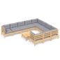 vidaXL Juego de muebles de jardín 11 pzas y cojines madera de pino vidaXL Juego de muebles de jardín 11 pzas y cojines madera de pino