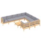 vidaXL Juego de muebles de jardín 11 pzas y cojines madera de pino vidaXL Juego de muebles de jardín 11 pzas y cojines madera de pino