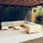 vidaXL Muebles de jardín 10 pzas y cojines madera de pino crema vidaXL Muebles de jardín 10 pzas y cojines madera de pino crema