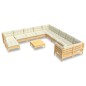 vidaXL Muebles de jardín 10 pzas y cojines madera de pino crema vidaXL Muebles de jardín 10 pzas y cojines madera de pino crema