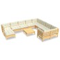 vidaXL Muebles de jardín 11 pzas y cojines madera de pino crema