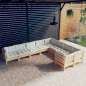 vidaXL Muebles de jardín 9 piezas y cojines madera de pino crema vidaXL Muebles de jardín 9 piezas y cojines madera de pino crema