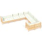 vidaXL Muebles de jardín 9 piezas y cojines madera de pino crema vidaXL Muebles de jardín 9 piezas y cojines madera de pino crema