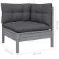 vidaXL Muebles de jardín 10 pzas y cojines madera de pino gris
