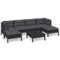 vidaXL Muebles de jardín 7 pzas con cojines negro madera de pino vidaXL Muebles de jardín 7 pzas con cojines negro madera de pino